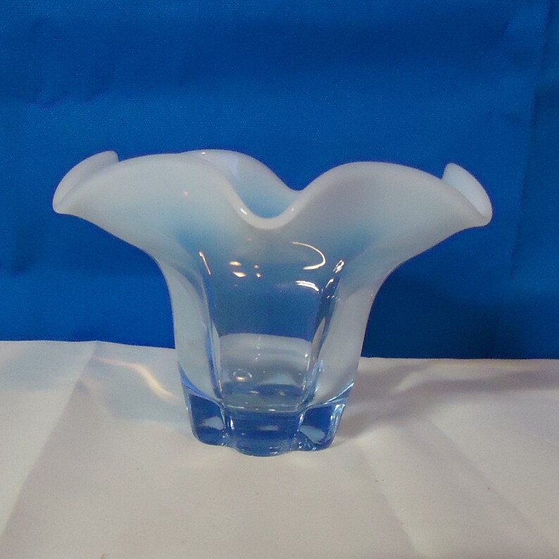 A Brilliant Duncan Miller Canterbury Blue Opalescent Vase Etsy