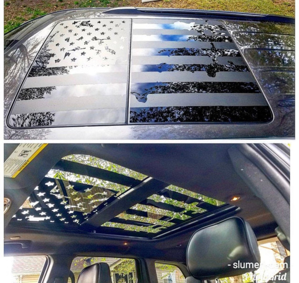 Dual pane panoramic sunroof distressed flag decal decals fits Etsy