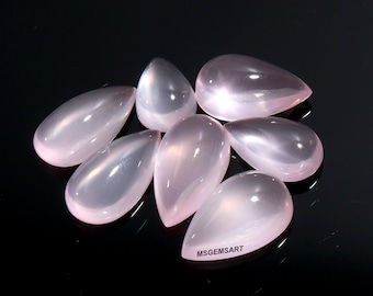 Cabujón de cuarzo rosa en forma de pera – Piedra preciosa de alta calidad