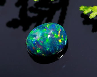 AAA+ Grade Play Of Color Black Smoked Opal Cabochon Stone 3.50 Ct Multi Fire Black Ethiopian Opal Oval Shape Loose Opal For Making Jewelry