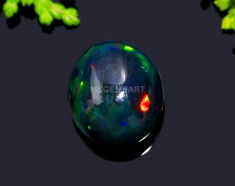 Outstanding Fire Smoked Opal Gemstone 3.50 Ct Multi Fire Black Ethiopian Opal Cabochon Oval Shape Loose Opal For Making Jewelry