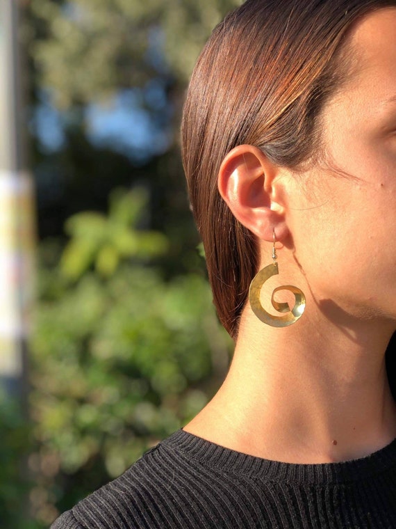 Half Circle Bronze Earring-Handmade-Drop Earrings-Wedding Gift-Modern-Stud Earrings-Gift for Her-Boho-Gift for Women-Wedding Jewellery