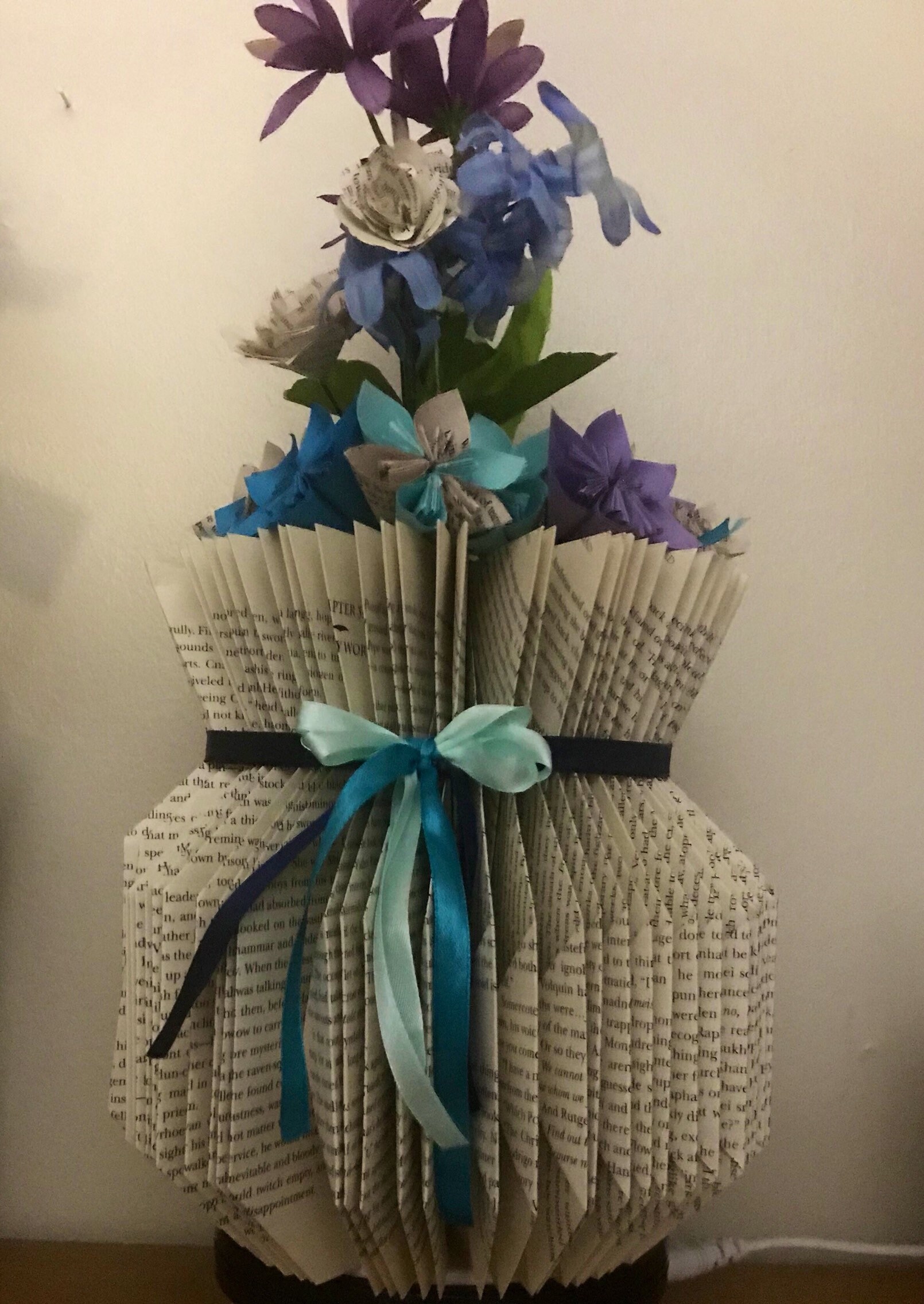 Flower Vase Folded Book Art Sculpture Etsy