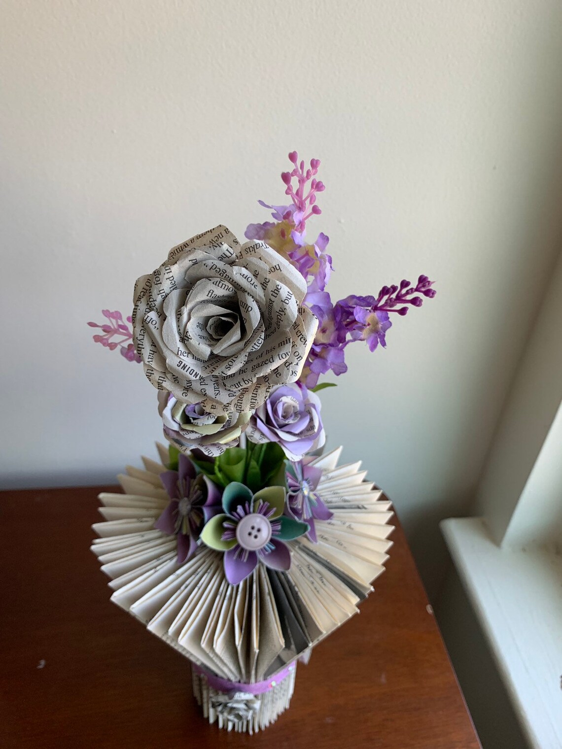 Flower Vase Recycled Book Art narrow base vase Etsy