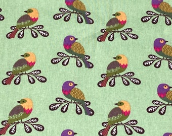 Birds on Green Cotton