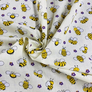 Bumble Bee Cream Polycotton Stof.