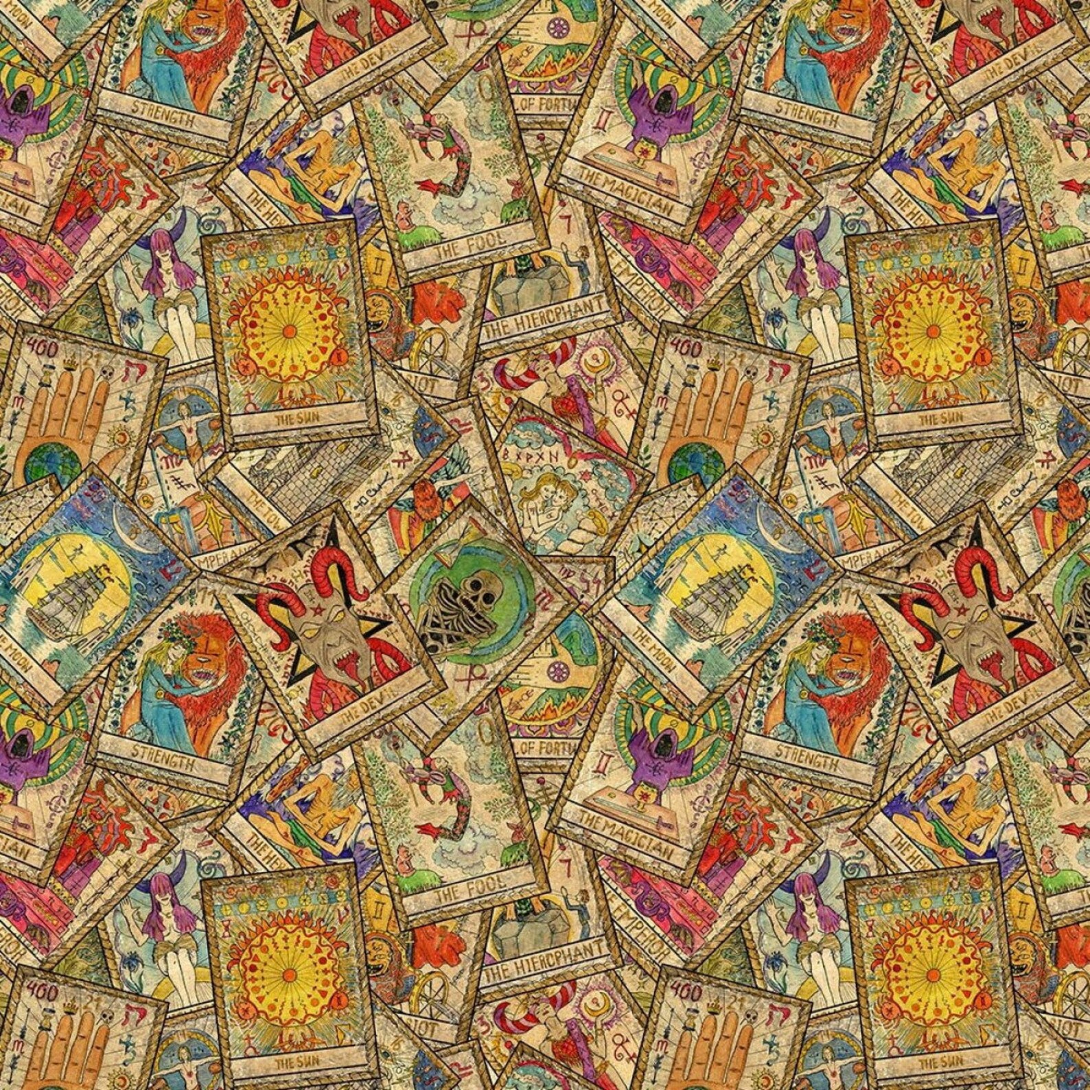 Tarot Card Cotton Fabric Etsy