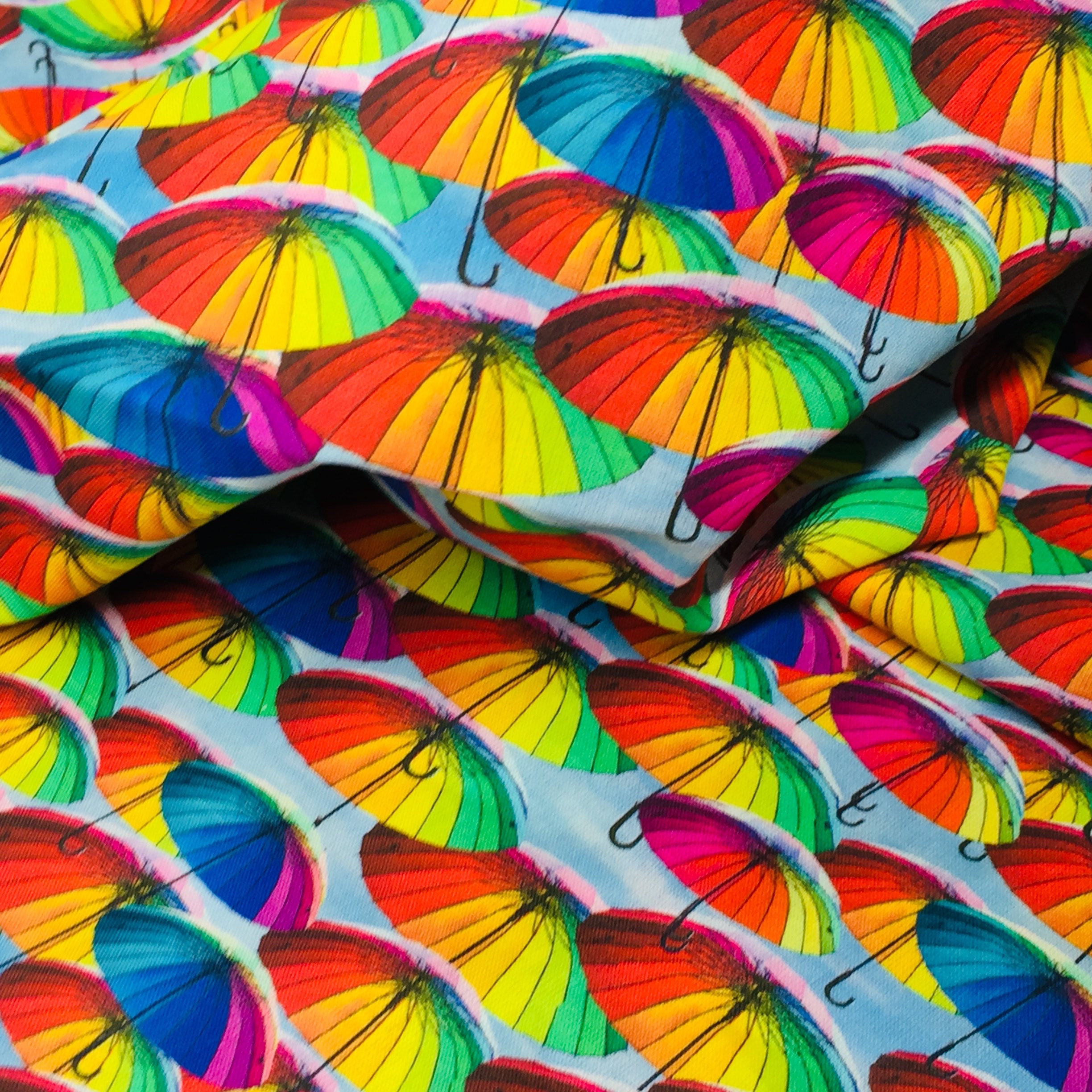 Rainbow Umbrellas Cotton Fabric Etsy