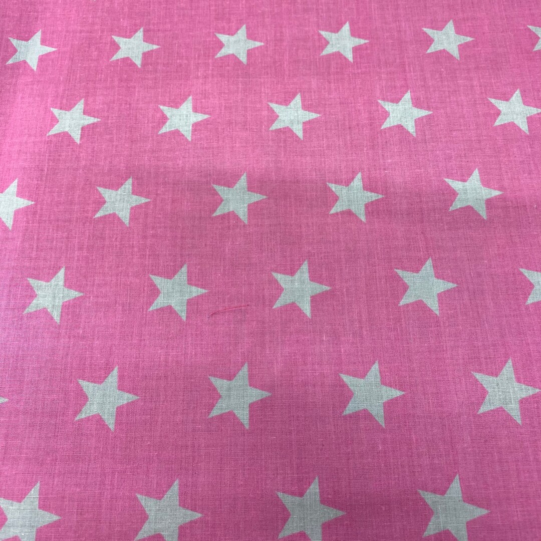 Pink and White Star Polycotton Fabric, by the Metre. Etsy