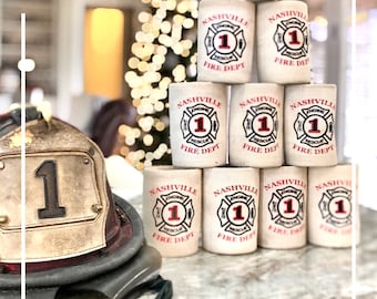 QTY 50: Firefighter, Firefighter Gift, Groomsman Gift, Can Cooler, Firehose, Fireman,Can Holder,Fireman Gift,Fire House,Firemen Gift