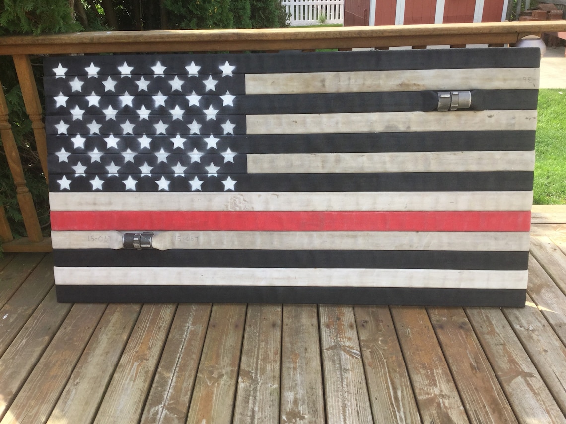 Fire Hose Flag With the Thin Red Line. Great Firefighter Flag - Etsy