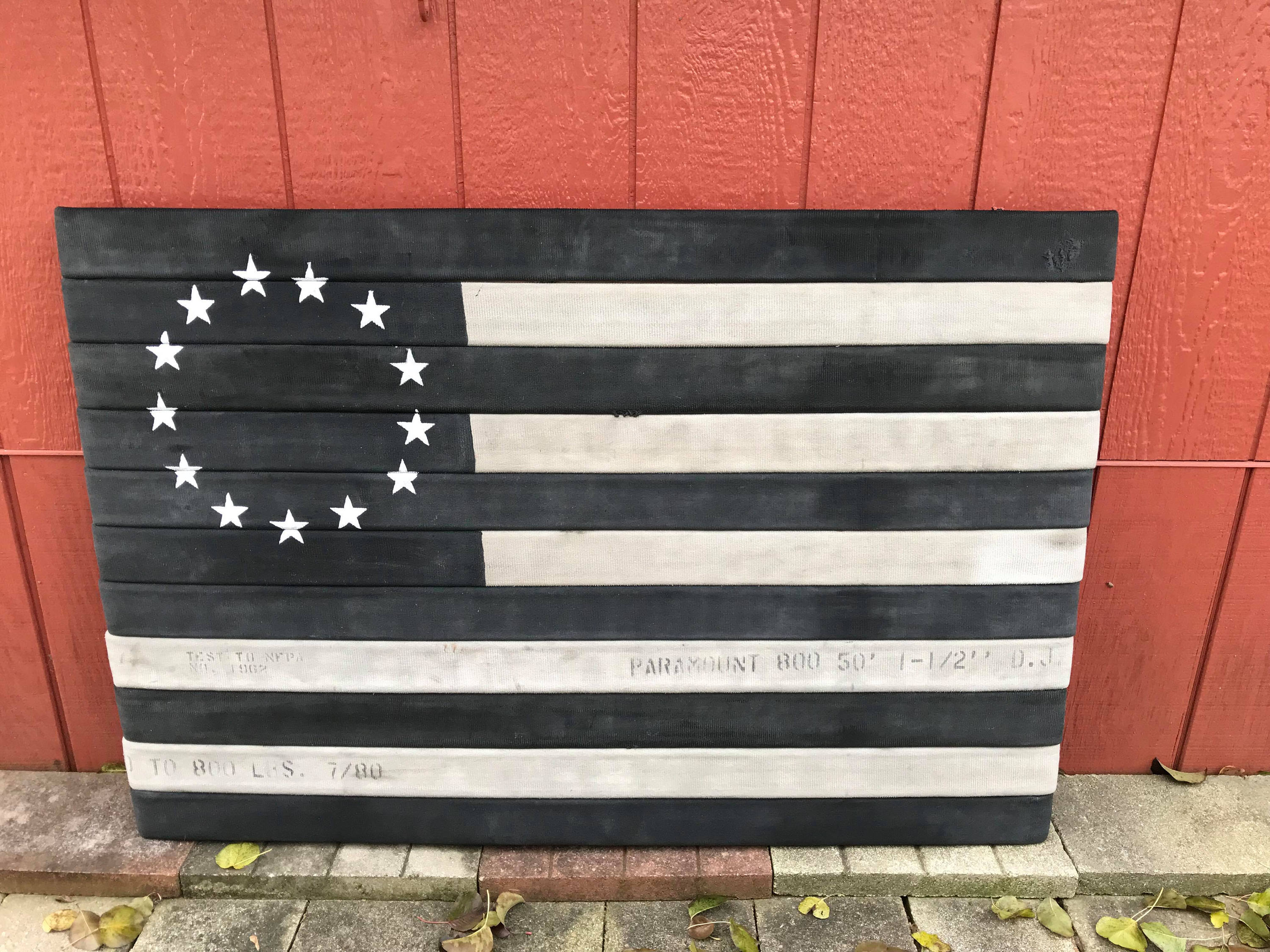 Fire Hose Flag Wall Decor Firefighter Gift Handmade Flag | Etsy