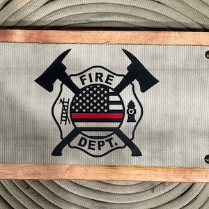 Thin Red Line and Maltese Cross Fire Hose Flag Sign, Gift for Firefighter, Gift for Fireman, Firefighter, Firefighter Gift, Firefighter Sign