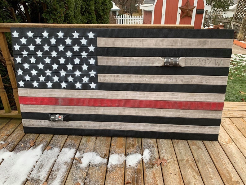 Fire Hose Flag with the thin red line. Great firefighter flag | Etsy