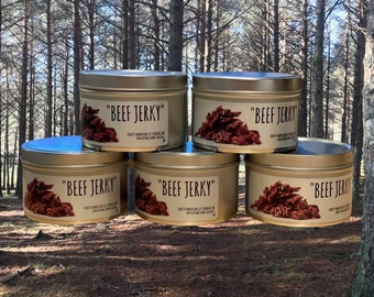 Doftljus för nötköttsjerky: Nötköttsjerky, Nötköttsjerky-present, Jerky-present, Jerky-låda, Presenter till män, Ljus till män, Present till män, Present till honom