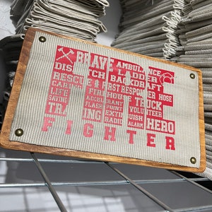 Fire hose sign with firefighter graphics: Firefighter, Gift for Firefighter, Firefighter Gift,  Fireman, Fire Hose Sign, Firefighter