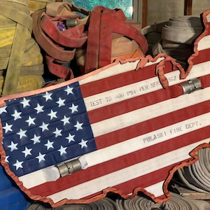 Fire Hose American Flag. Show your pride for America & the USA. Great custom flag gift for firefighter, firefighter gift, or firefighter