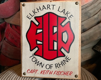 Fire Hose Sign fully custom. Great firefighter gift, gift for firefighter or fireman gift. Perfect firefighter sign for firefighter decor