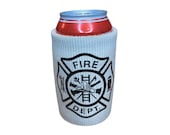 Firefighter, Firefighter Gift, Groomsman Gift, Can Cooler, Firehose, Fireman,Can Holder,Fireman Gift,Fire House,Firemen Gift, Maltese Cross