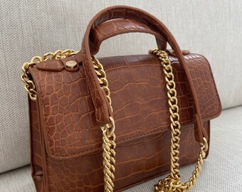 brown croc bolsauette bolsa