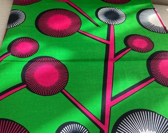 Vibrant Green Cotton Plant Inspired African Wax Print Fabric,Thick Printed African Wax Ankara Fabric By The Yard(45inW),Elegant Ankara Print