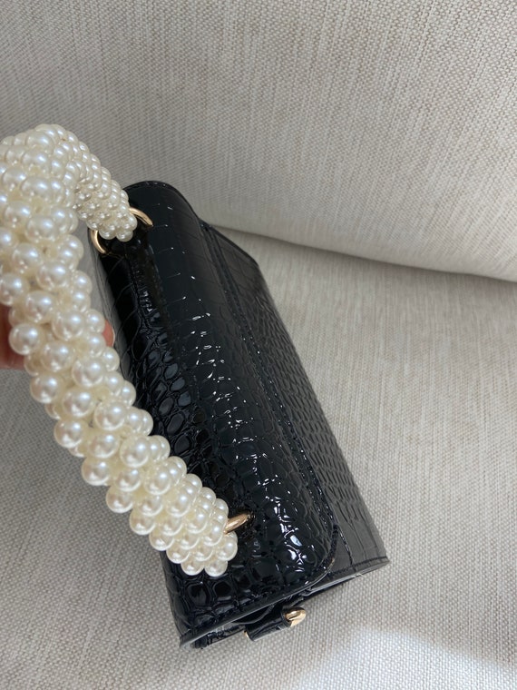Black leather crocodile handbag hotsell