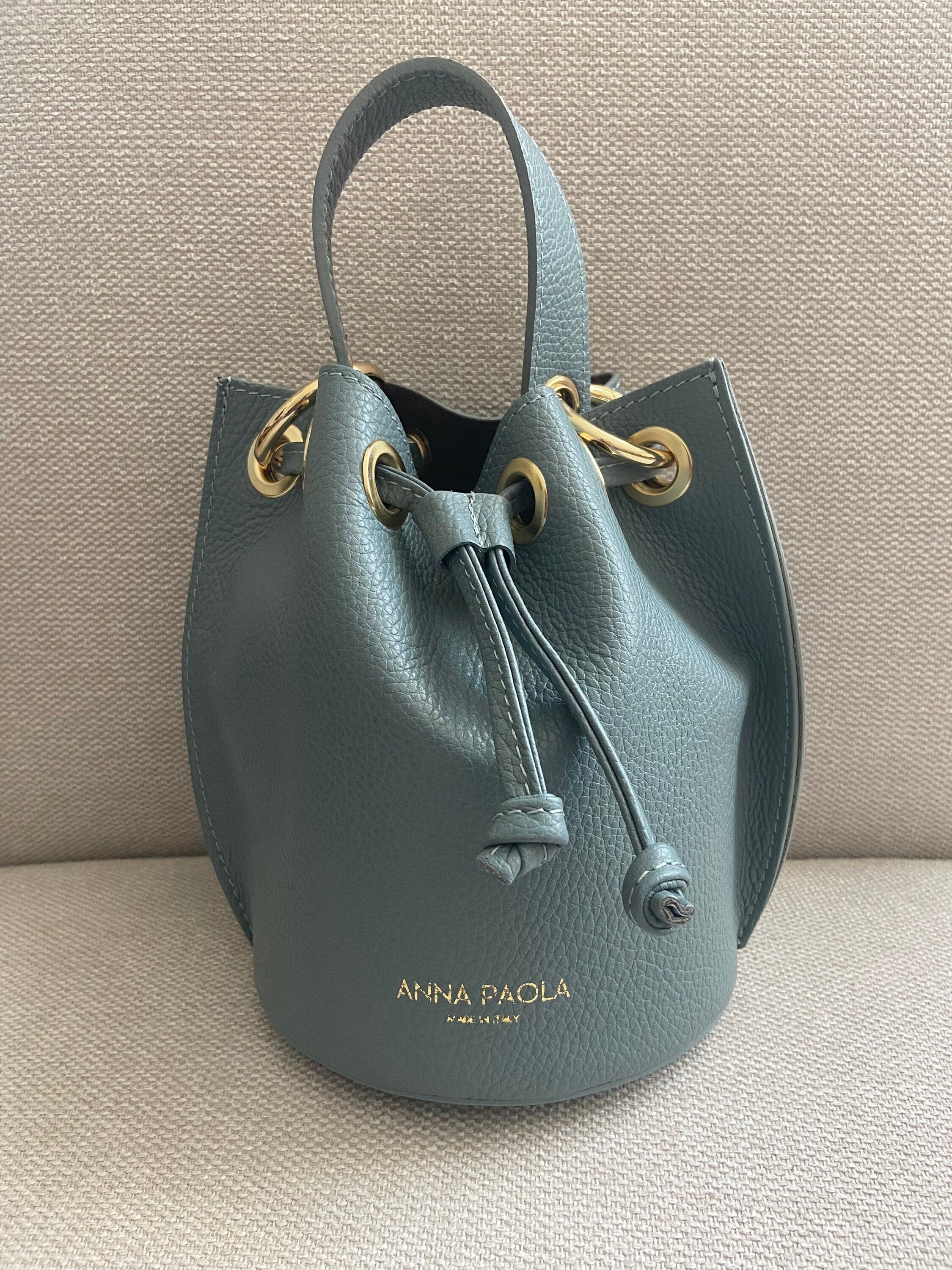 Anna Paola Mini Bucket Bag Purse Handbag Crossbody Teal NWT Anna Paola Drawstring Bucket Bag Crossbody Purse Musk  main image 4