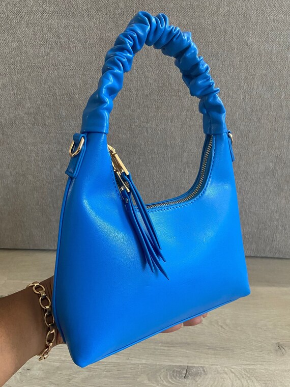 Blue best sale ruched bag