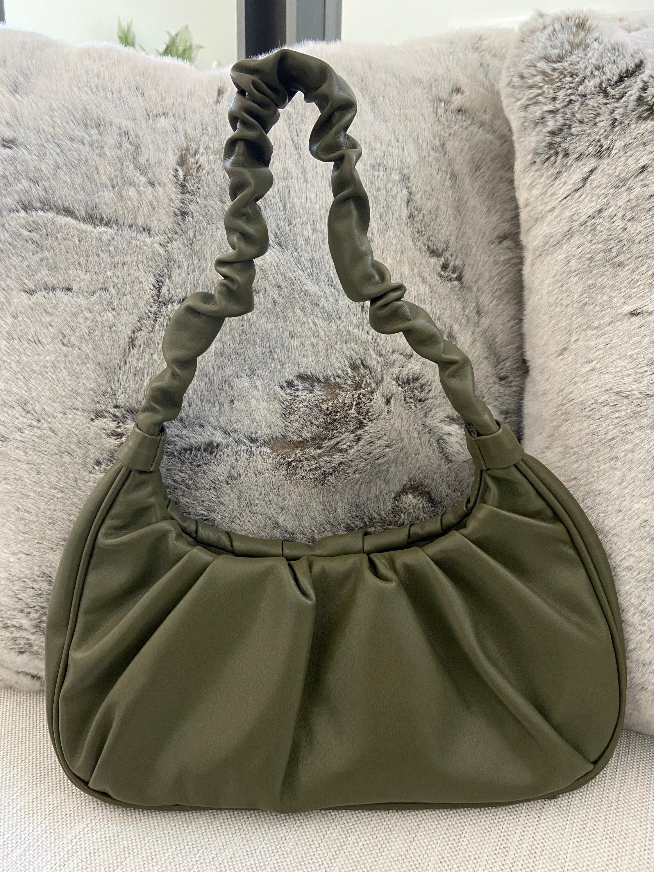 Ruched baguette bag hotsell