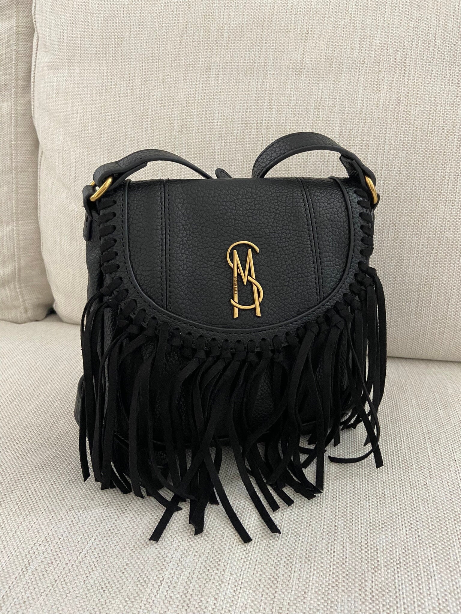 Satchel Fringeless - Roomy Crossbody Bag, Authentic Vintage Black