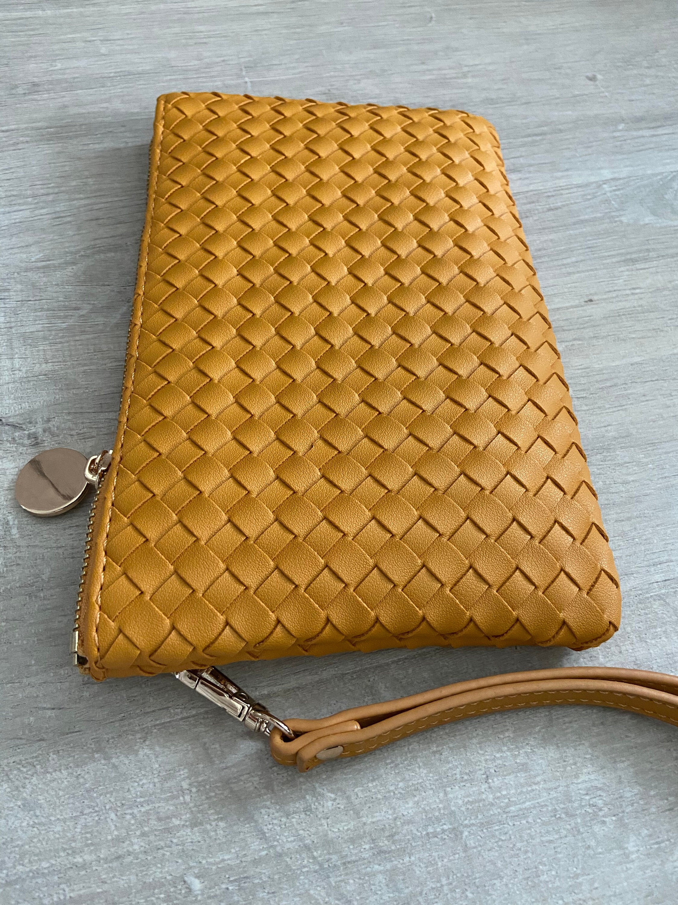 Handwoven Yellow Vegan Leather Pouch Bag,genuine Leather Zippered Passport Pouch Bag,classic ...