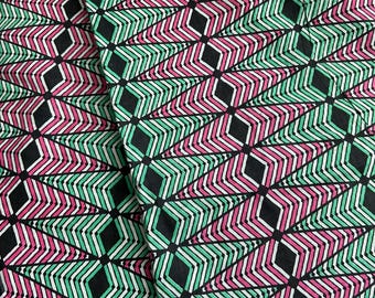Geometric Diamond Shape 100% Cotton Ankara Sewing Fabric Per Yard (46W),Elegant Diamond Pattern African Wax Print,MultiColor Quilting Fabric