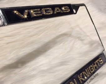 VEGAS STRONG GOLDEN KNIGHTS Stainless Steel License Plate Frame Rust Free W// Cap