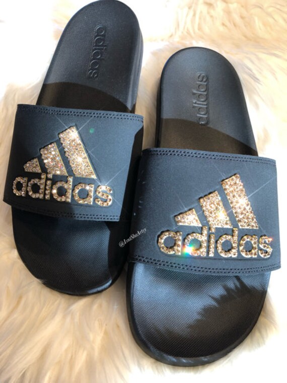 gold adidas slides womens