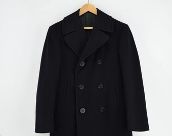KRIEGSMARINE 70's Old Military Heavy leather Reefer coat KRIEGSMARINE 70's Old Military Heavy leather Reefer coat