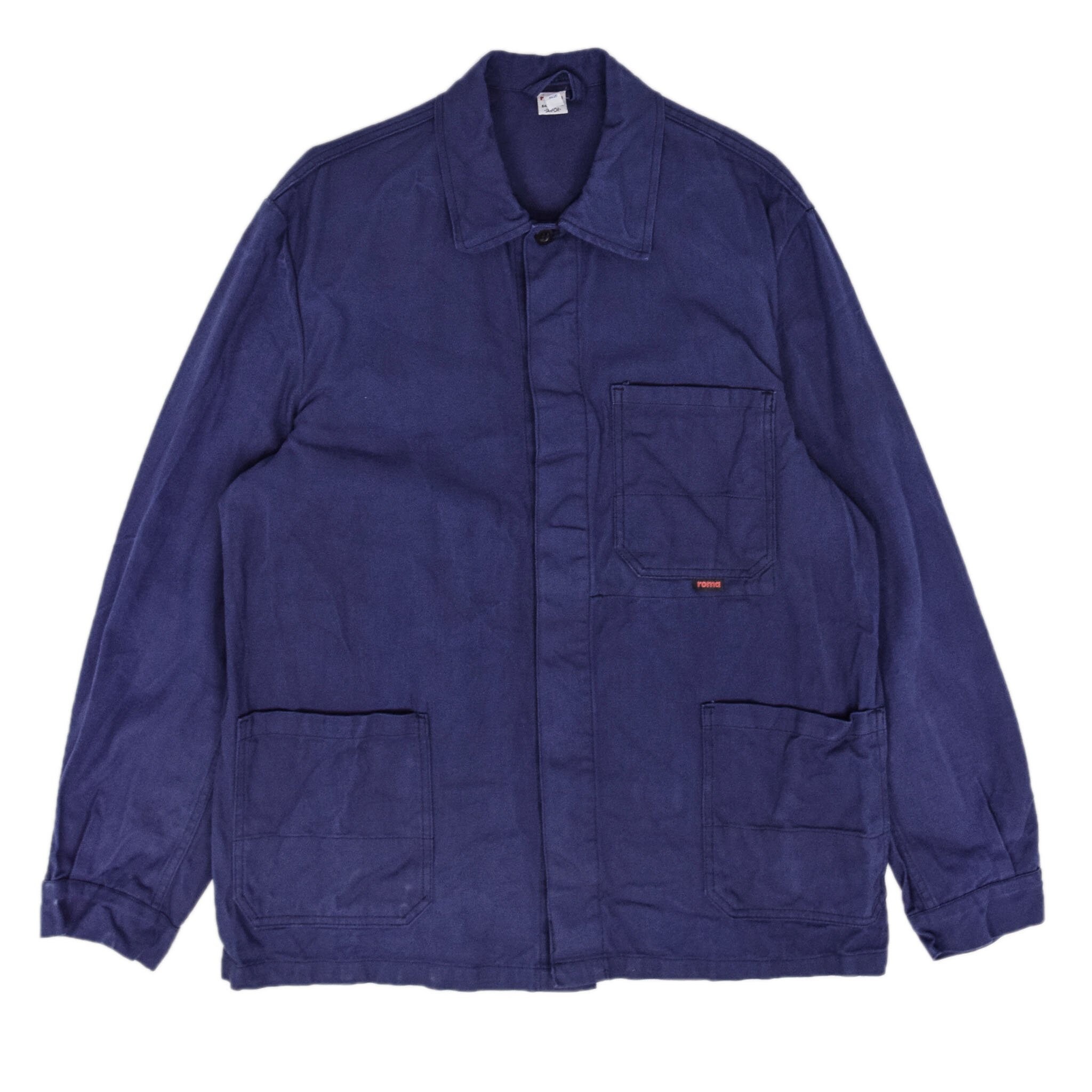 Image of Vintage Indigo Blue French Style Worker Sanforized Cotton Chore Jacket M/L
