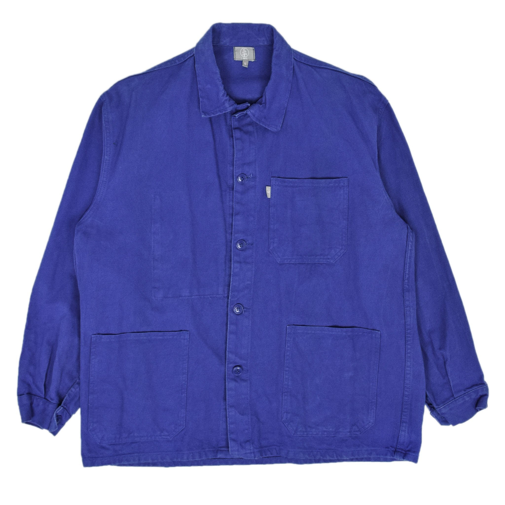 Image of Vintage Bright Blue French Worker Sanforized Cotton Twill Chore Jacket M/L
