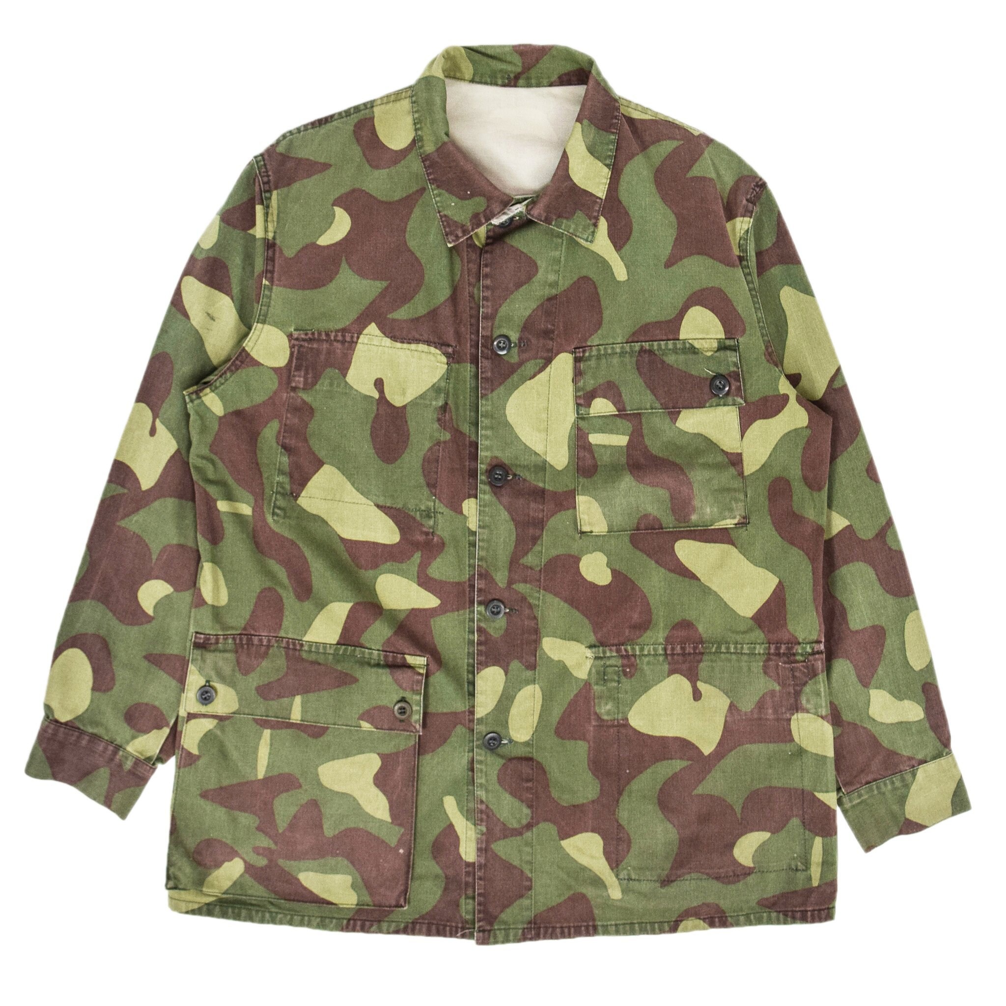 Image of Vintage 80S Military Finnish Army Green Camo Mountain Field Jacket L/Xl