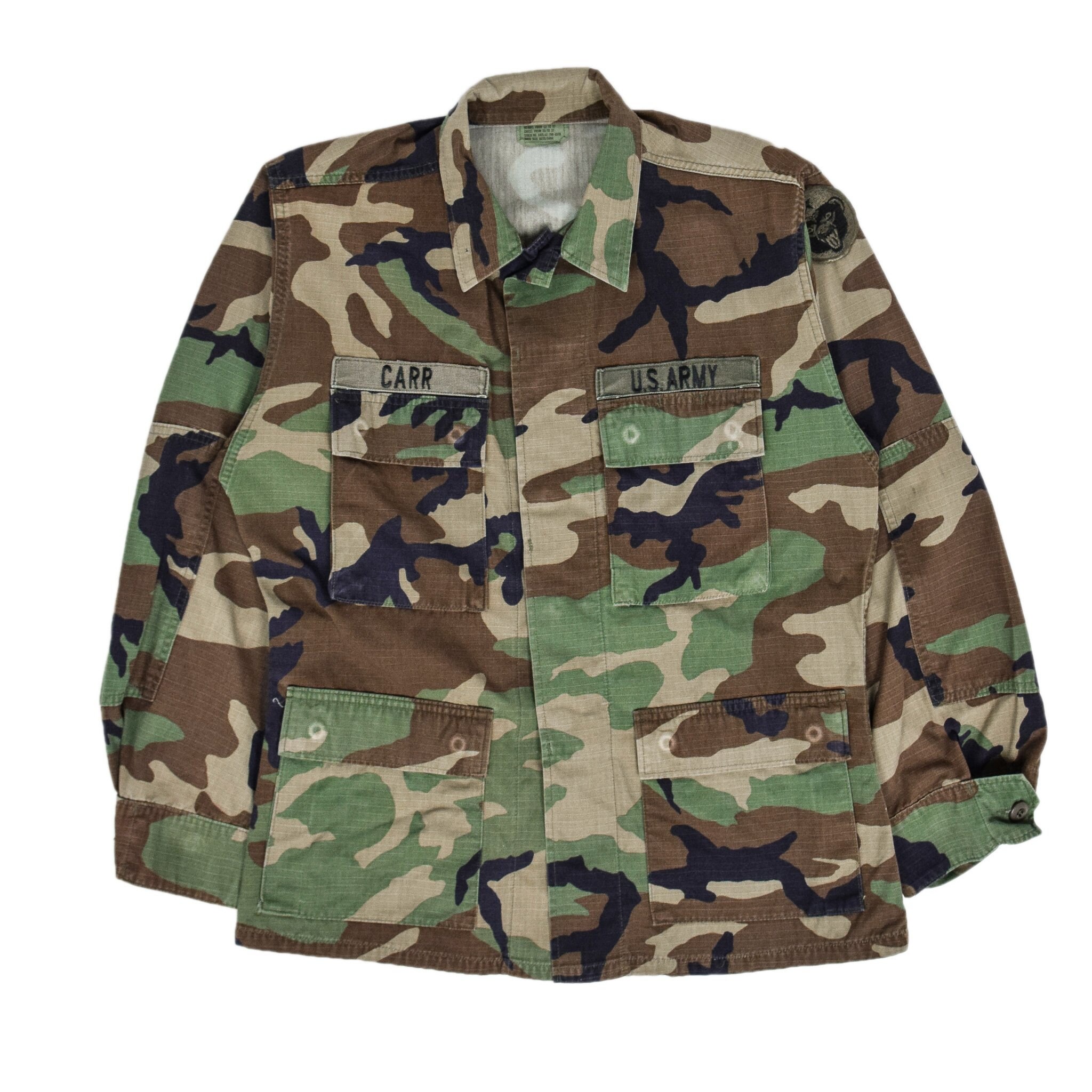 Image of Vintage 90S Us Army Hot Weather Woodland Camo Ripstop Combat Coat S Short