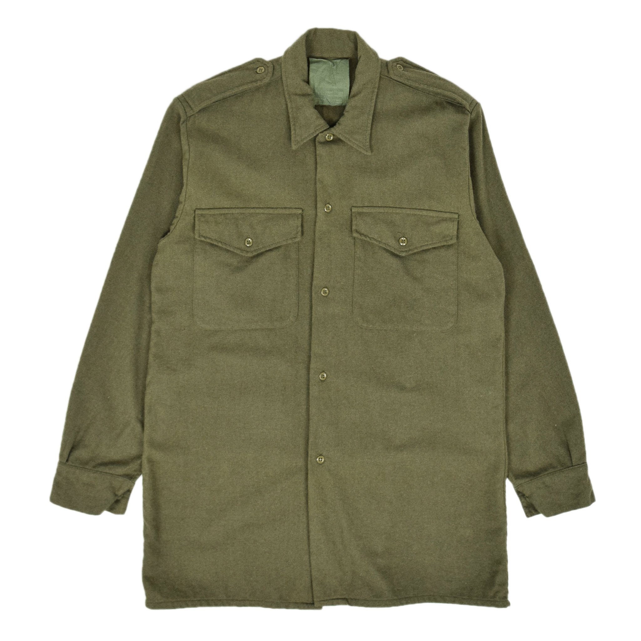 Image of Vintage 80S British Army Mans Combat Wool Shirt Olive Green S