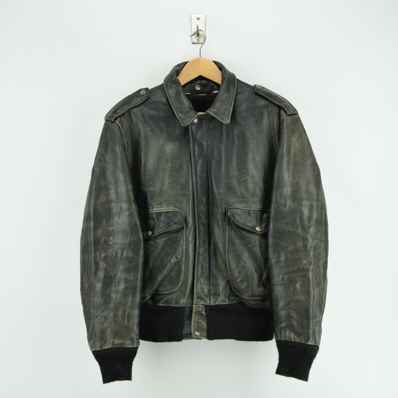 distressed leather flight jacket