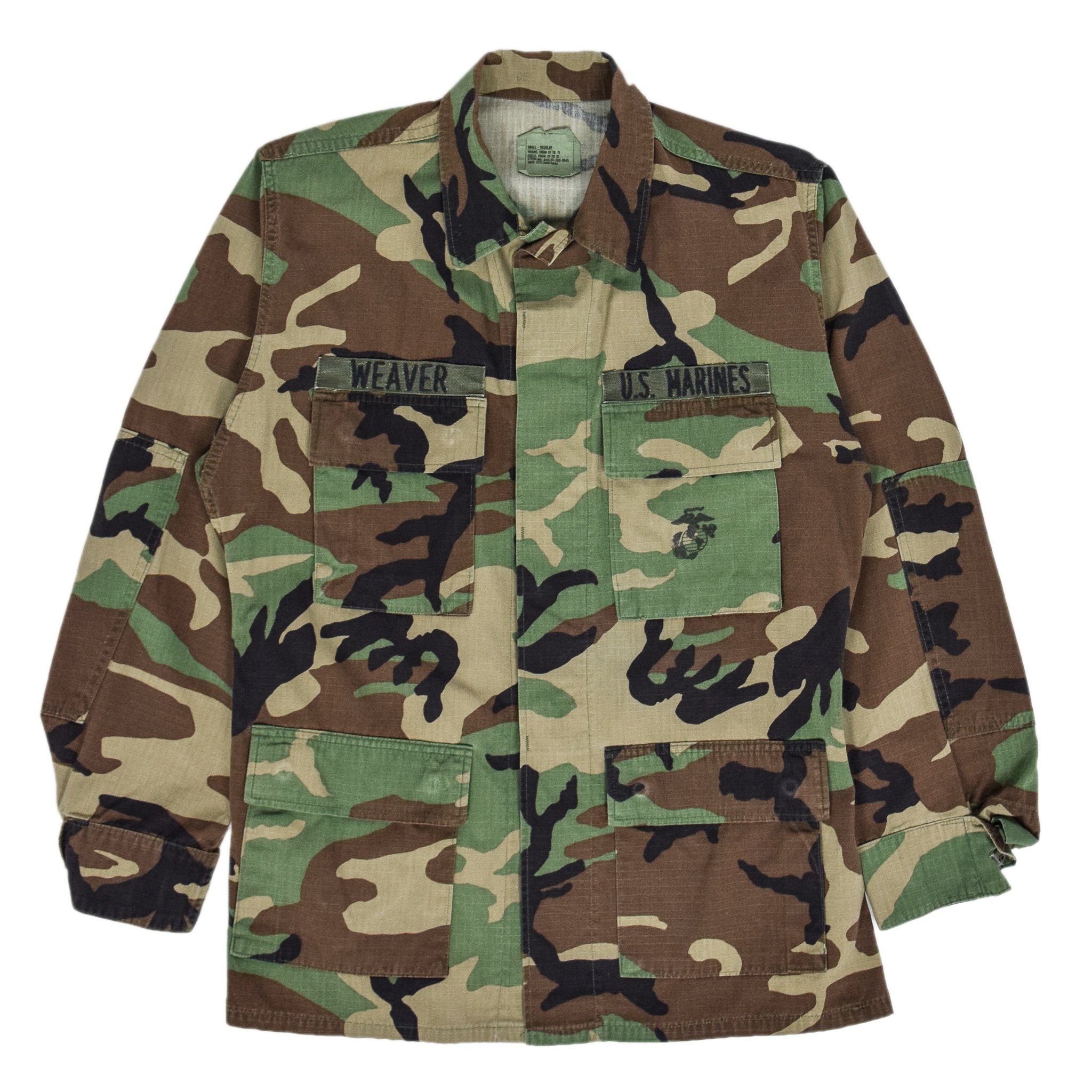 Image of Vintage 90S Usmc Us Marines Hot Weather Woodland Camo Combat Coat S Reg