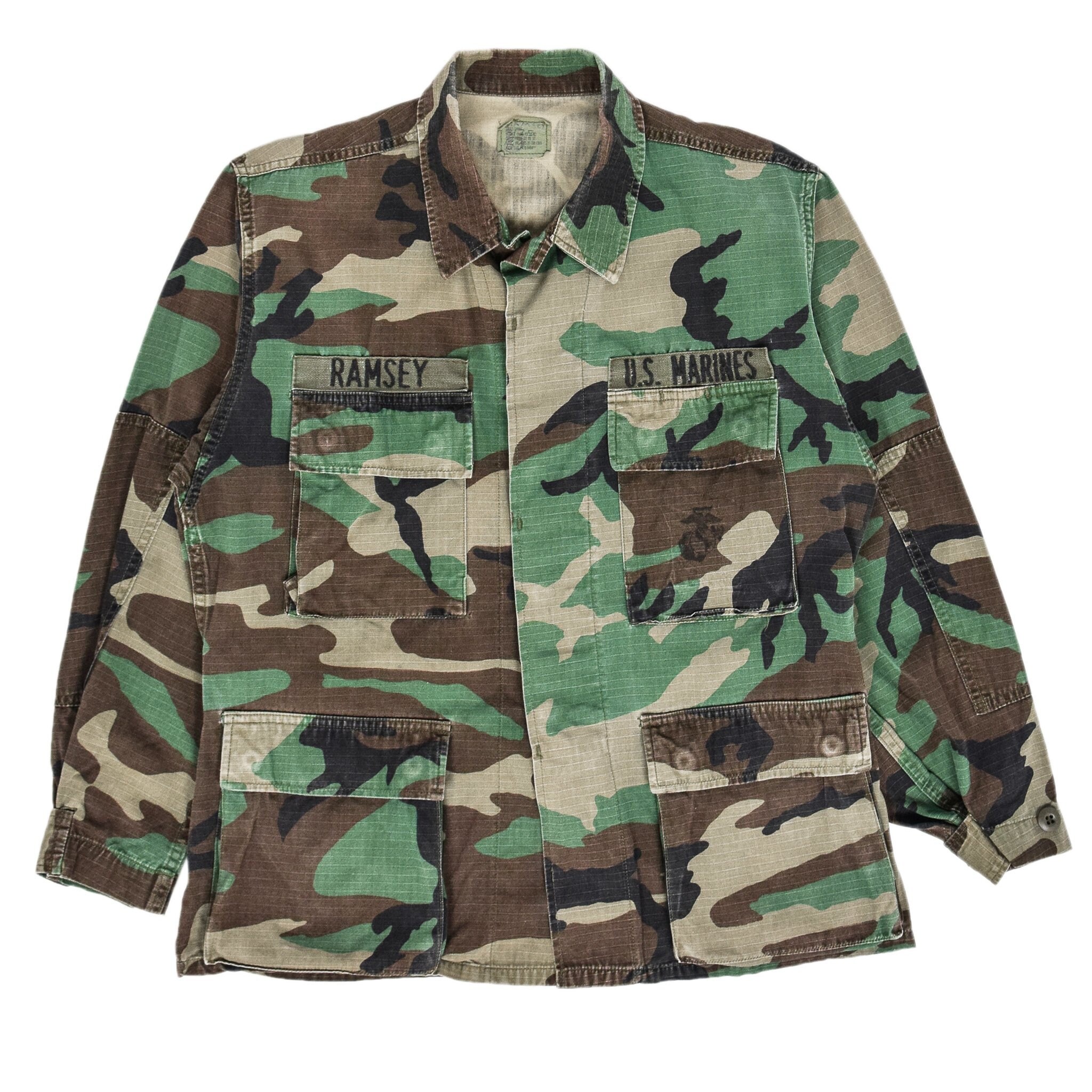 Image of Vintage 90S Usmc Us Marines Hot Weather Woodland Camo Combat Coat S Short