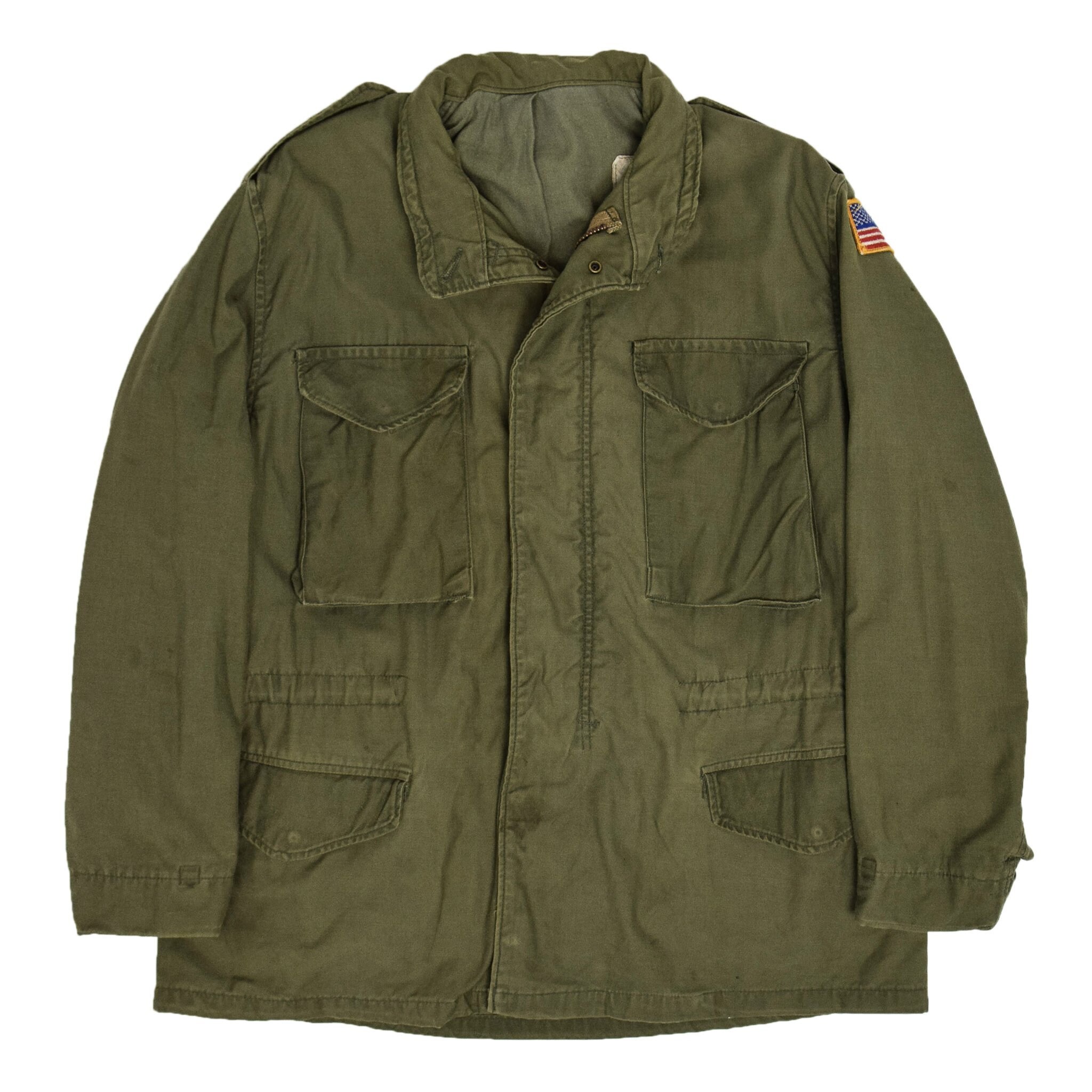 Image of Vintage 80S M-65 Field Cotton Sateen 0G-107 Green Us Army Coat L Regular