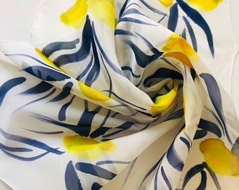 Zitronengarten, Seidenschal, Batik, handgemacht, Geschenkverpackung, elegantes Zubehör, Luxus, Urlaub, Italien, Modisch, Stilvoll