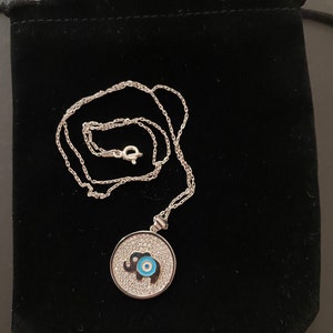 Sterling Silver Evil Eye Elephant Necklace Jewelry