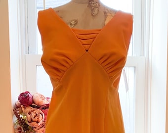 Vintage Dress, Orange 60s shift dress, vintage dress, quirky design, vintage shift dress - orange & brown sleeveless dress, vintage dress,