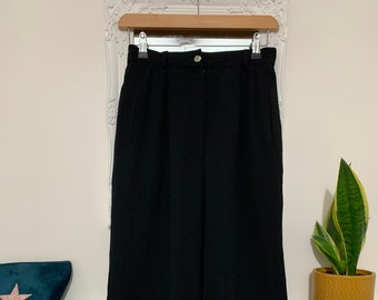 Vintage black trousers High waisted ladies pleated trousers black - with belt loops, 80s baggy trousers, mom trousers, black trouser, vintag
