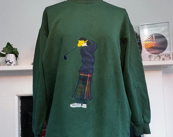 Vintage sweatshirt , Oversized golf Sweatshirt Deep Green Golf Sweater Lady Laird UK12-UK18, Vintage jumper, Vintage Sweater, Vintage top
