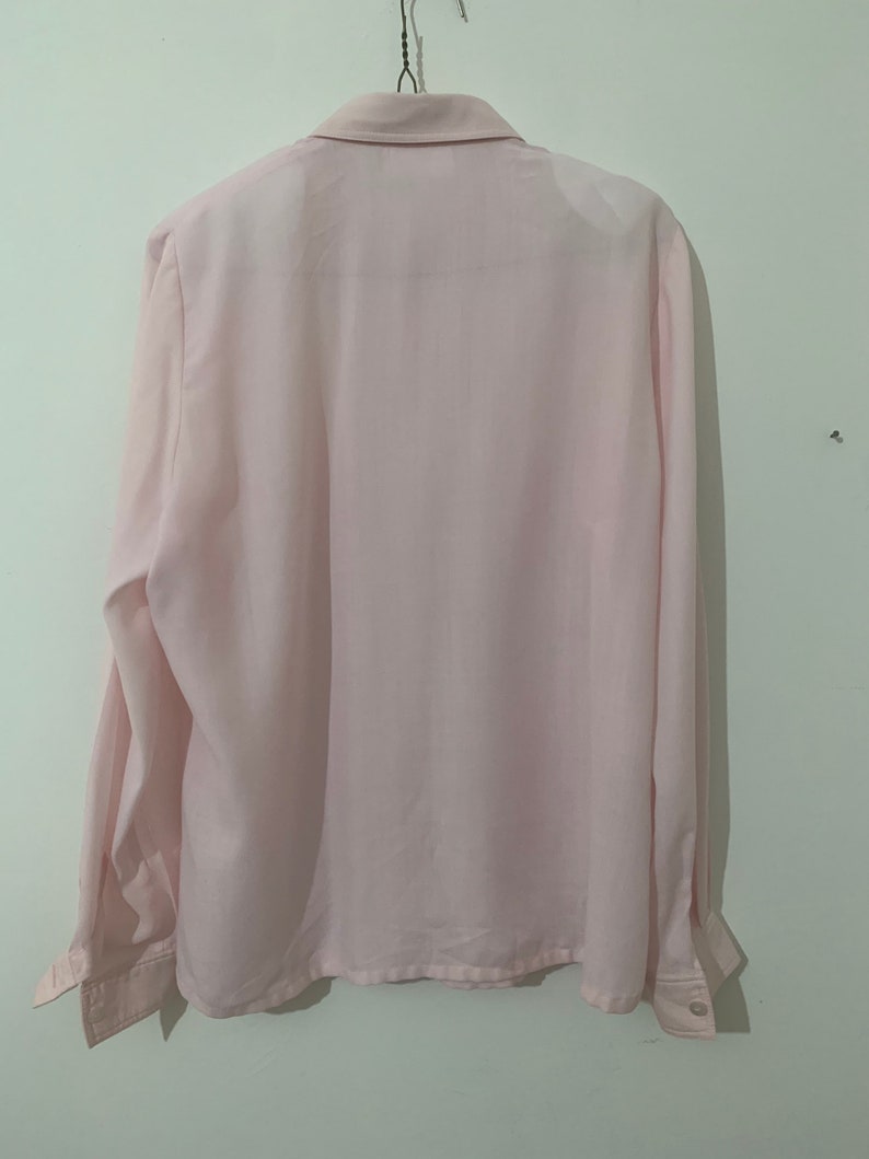 Pink Vintage Blouse Semi Sheer Button Through Boxy Long - Etsy UK